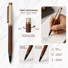 Ballpen Bazaar  Ballpen Bazaar Matt Cream and Brown Dual Colour Body Ball Pen with Glossy Brown Clip Twist Mechanism Blue Ink | 1 Pen with 1 Extra Refill with Name Engraving