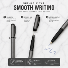 Ballpen Bazaar  Ballpen Bazaar Matt Gray Mini Metal Ball Pen with Matt Gray Cap & Glossy Black Clip | Openable Cap | Blue Ink | 1 Pen with 1 Extra Refill with Name Engraving