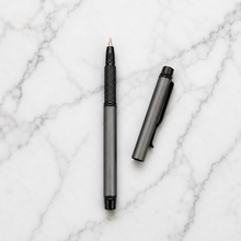 Ballpen Bazaar  Ballpen Bazaar Matt Gray Mini Metal Ball Pen with Matt Gray Cap & Glossy Black Clip | Openable Cap | Blue Ink | 1 Pen with 1 Extra Refill with Name Engraving