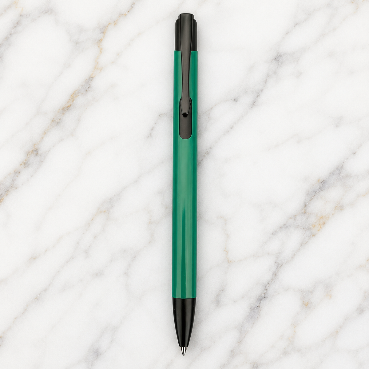 Ballpen Bazaar  Ballpen Bazaar Matt Green Ball Pen with Black Clip | Click Mechanism | Blue Ink | Premium Metal Writing Pen | 1 Pen with 1 Extra Blue Refill Free with Name Engraving