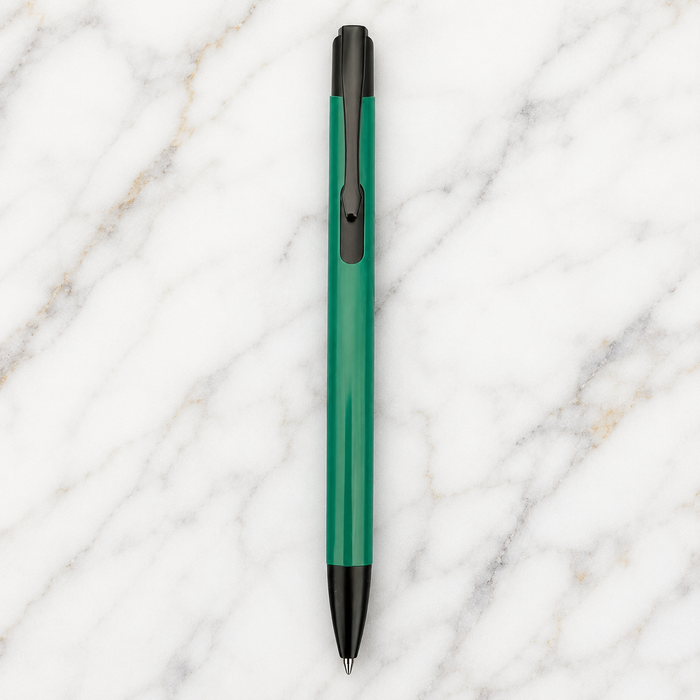 Ballpen Bazaar  Ballpen Bazaar Matt Green Ball Pen with Black Clip | Click Mechanism | Blue Ink | Premium Metal Writing Pen | 1 Pen with 1 Extra Blue Refill Free with Name Engraving