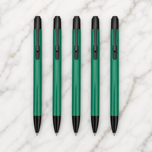 Ballpen Bazaar  Ballpen Bazaar Matt Green Colour Body with Glossy Black Colour Clip Click Mechanism Ball Pen Set of 5 with 5 Extra Blue Ink Refills with Name Engraving
