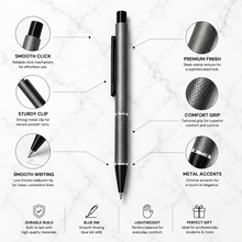 Ballpen Bazaar  Ballpen Bazaar Matt Gunmetal Body Ball Pen with Glossy Black Clip | Click Mechanism | Blue Ink | 1 Free Refill | 1 Pc with Name Engraving