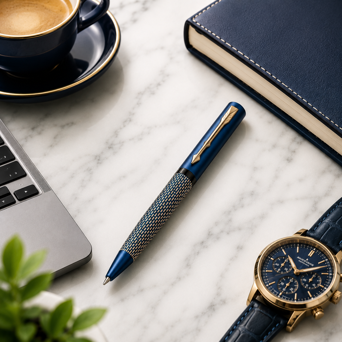 Ballpen Bazaar  Ballpen Bazaar Matt Pearl Blue Ball Pen with Blue Grid Design & Glossy Blue Clip | Twist Mechanism | Blue Ink | 1 Pen with 1 Free Extra Refill with Name Engraving