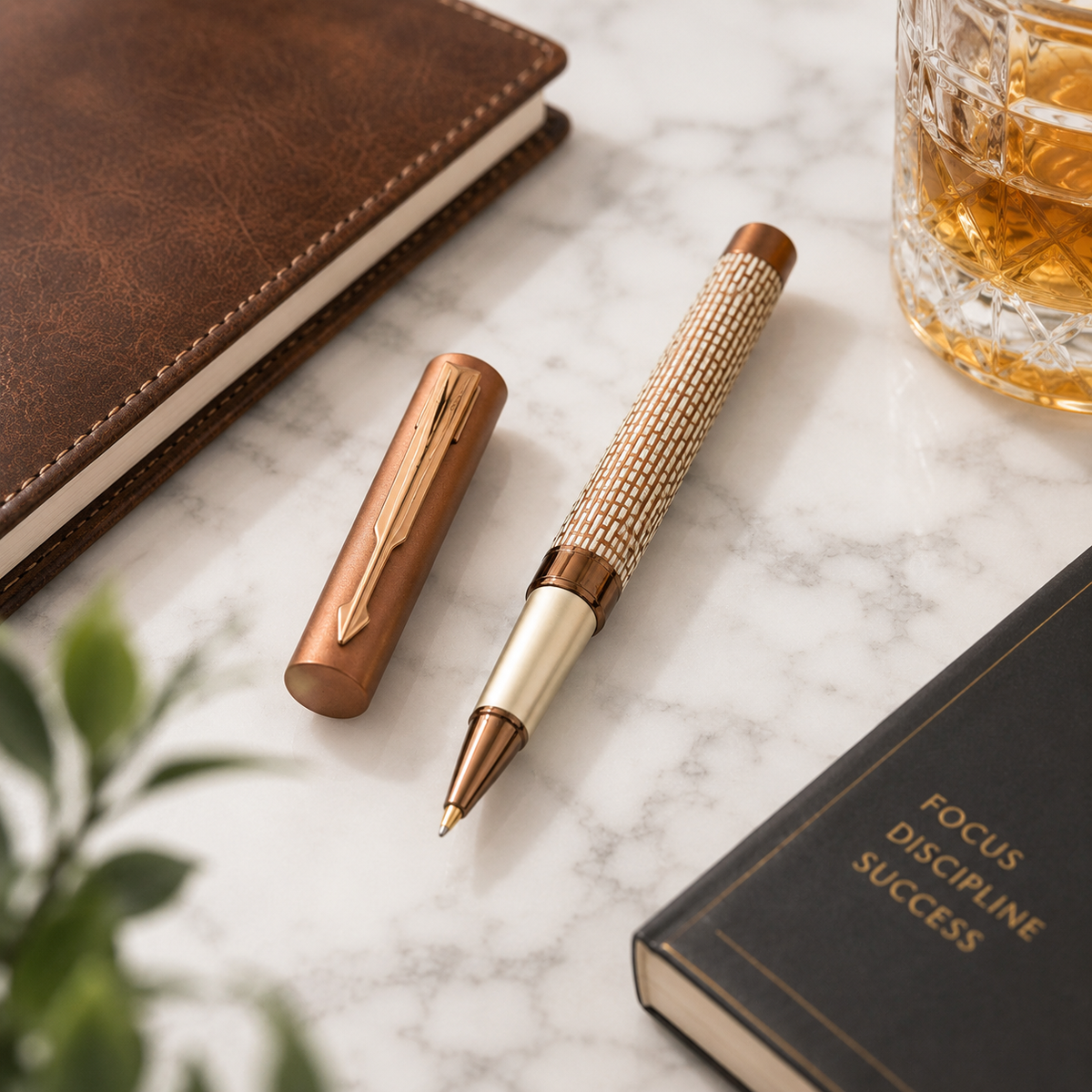 Ballpen Bazaar  Ballpen Bazaar Matt Pearl White Ball Pen with Brown Grid Design & Glossy Brown Clip | Openable Cap Mechanism | Blue Ink | 1 Pen with 1 Free Extra Refill with Name Engraving