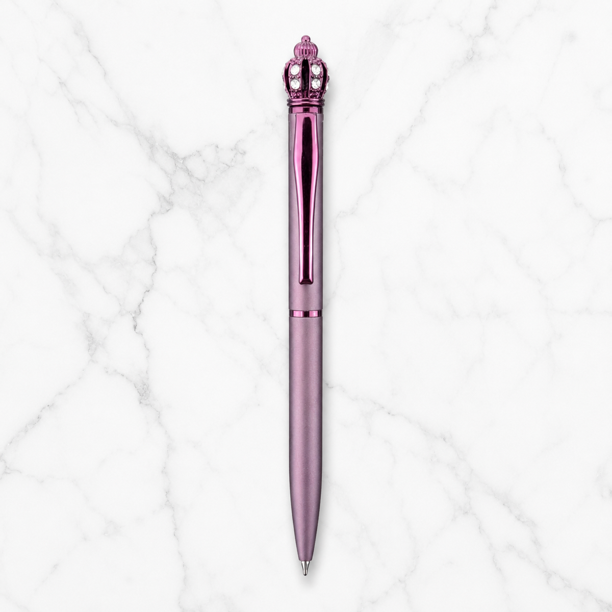 Ballpen Bazaar  Ballpen Bazaar Matt Purple Ball Pen with Purple Clip & Crown Top Twist Mechanism Blue Ink Metal Pen with 1 Extra Refill for Office, Business, Students & Gifting with Name Engraving