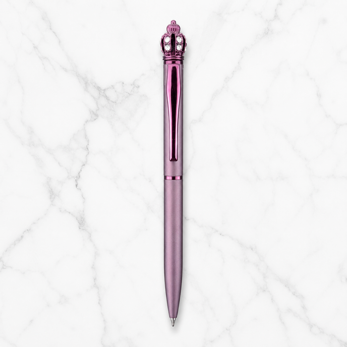 Ballpen Bazaar  Ballpen Bazaar Matt Purple Ball Pen with Purple Clip & Crown Top Twist Mechanism Blue Ink Metal Pen with 1 Extra Refill for Office, Business, Students & Gifting with Name Engraving