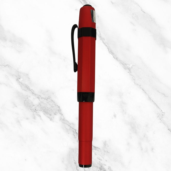 Ballpen Bazaar  Ballpen Bazaar Matt Red Ball Pen with Magnetic Red Cap & Black Hexagon Clip | Openable Metal Ball Pen | Blue Ink | 1 Pen with 1 Free Blue Refill with Name Engraving