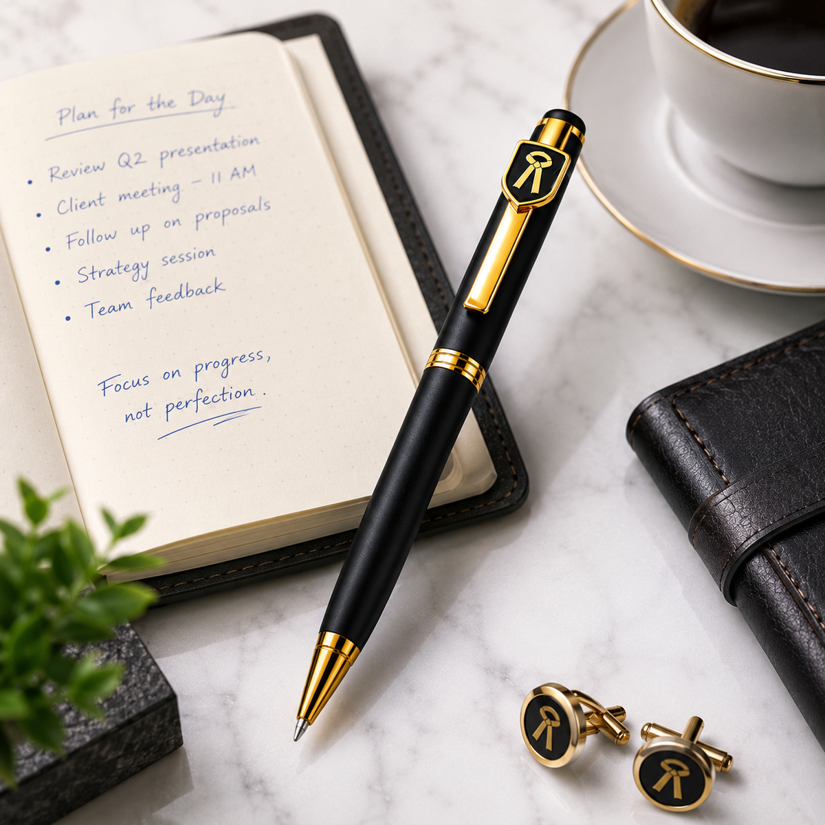 Ballpen Bazaar  Ballpen Bazaar Matte Black Ball Pen with Gold Advocate Logo Clip | Twist Mechanism | Blue Ink | Premium Metal Pen | 1 Pen with 1 Extra Blue Refill with Name Engraving