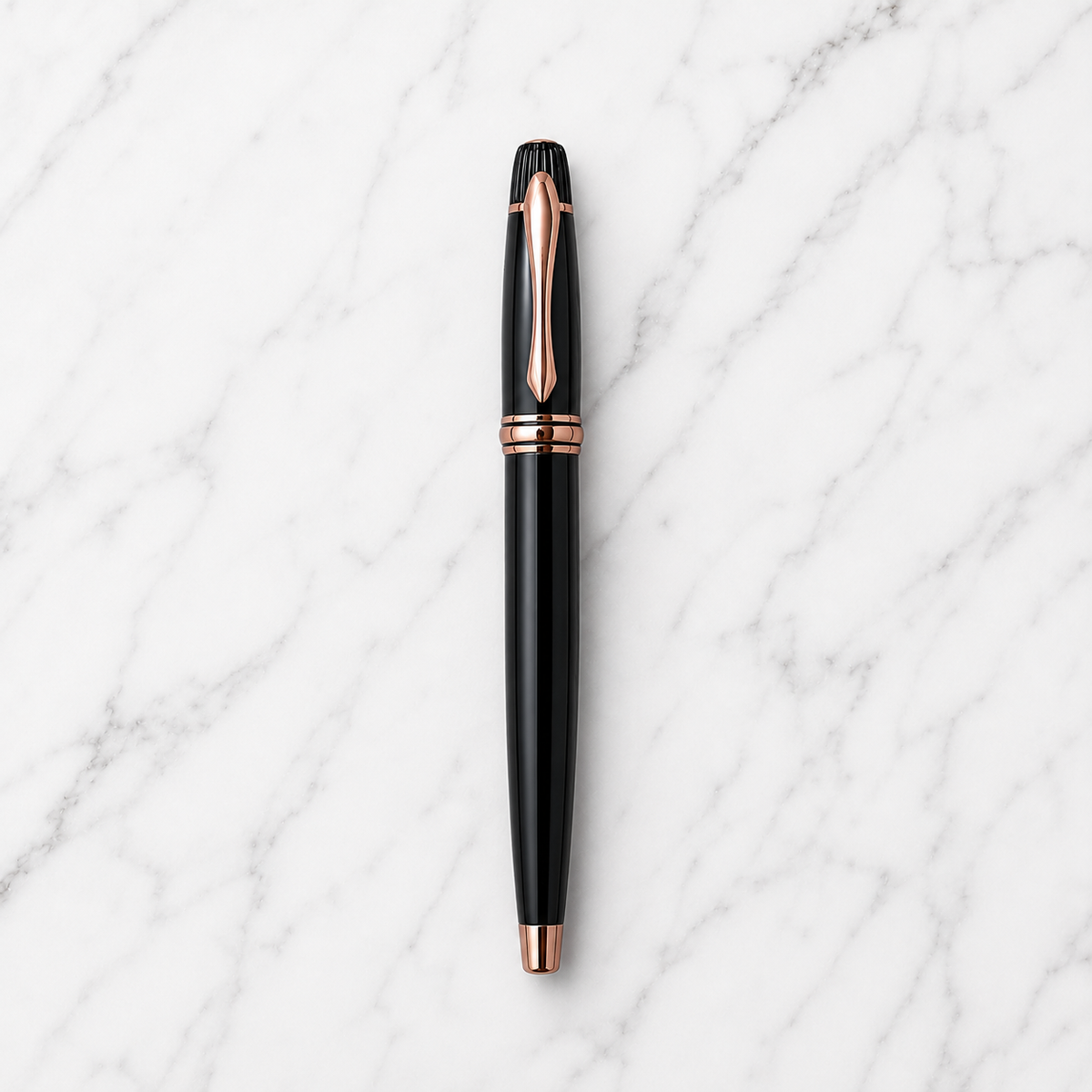 Ballpen Bazaar  Ballpen Bazaar Metallic Glossy Black Ball Pen with Black Cap & Copper Clip | Openable Metal Pen | Blue Ink | 1 Pen with 1 Extra Blue Refill with Name Engraving