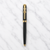 Ballpen Bazaar Metallic Glossy Black Ball Pen with Black Cap and Gold Ashoka Emblem Clip | Openable Mechanism | Blue Ink | Premium Metal Executive Pen | 1 Pen with 1 Free Refill