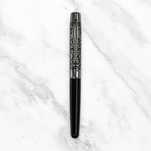 Ballpen Bazaar  Ballpen Bazaar Metallic Glossy Black Ball Pen with Designer Silver Cap Openable Mechanism Blue Ink | 1 Pen + 1 Extra Refill with Name Engraving