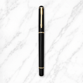 Ballpen Bazaar  Ballpen Bazaar Metallic Glossy Black Ball Pen with Gold Clip Openable Mechanism Blue Ink 1 Pen with 1 Extra Refill with Name Engraving
