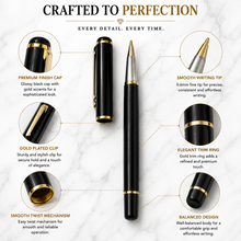 Ballpen Bazaar  Ballpen Bazaar Metallic Glossy Black Ball Pen with Gold Clip Openable Mechanism Blue Ink 1 Pen with 1 Extra Refill with Name Engraving