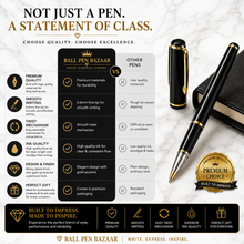 Ballpen Bazaar  Ballpen Bazaar Metallic Glossy Black Ball Pen with Gold Clip Openable Mechanism Blue Ink 1 Pen with 1 Extra Refill with Name Engraving