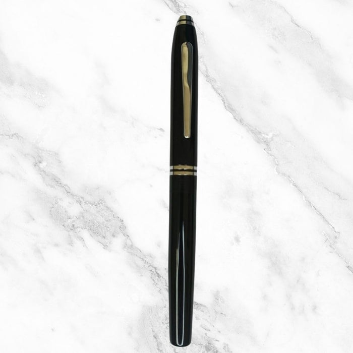 Ballpen Bazaar  Ballpen Bazaar Metallic Glossy Black Ball Pen with Magnetic Black Cap and Silver Clip | Openable Metal Pen | Blue Ink | 1 Pen with 1 Extra Blue Refill with Name Engraving