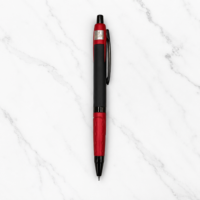Ballpen Bazaar  Ballpen Bazaar Metallic Glossy Black Ball Pen with Red Design | Click Mechanism | Blue Ink | 1 Pen with 1 Extra Blue Refill with Name Engraving