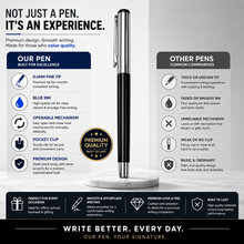 Ballpen Bazaar  Ballpen Bazaar Metallic Glossy Black Ball Pen with Silver Cap | Openable Metal Ball Pen | Blue Ink | 1 Pen with 1 Extra Refill with Name Engraving