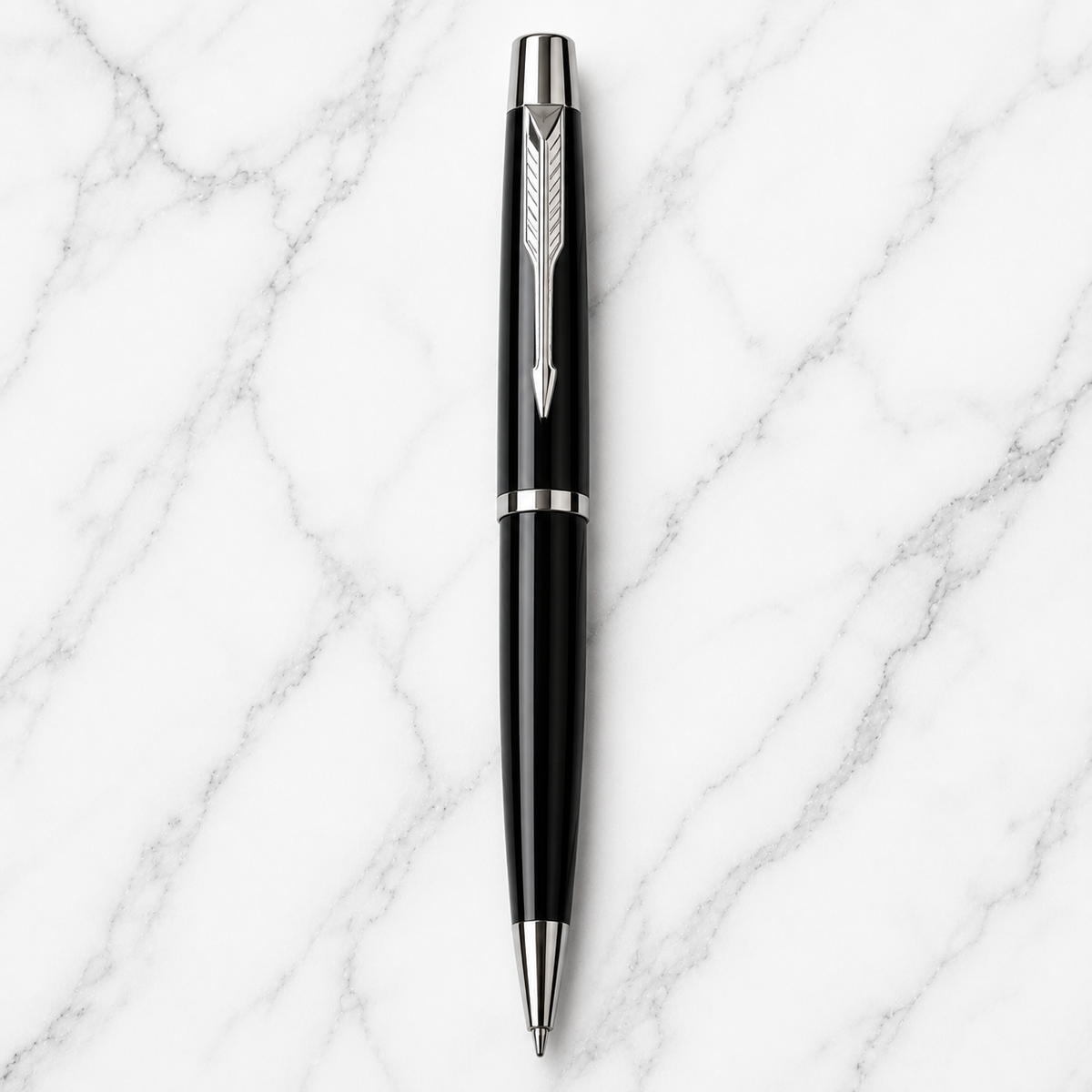 Ballpen Bazaar  Ballpen Bazaar Metallic Glossy Black Colour Body with Silver Colour Clip Twist Mechanism Ball Pen with Free Extra Refill Blue Ink | Pack of 1 with Name Engraving