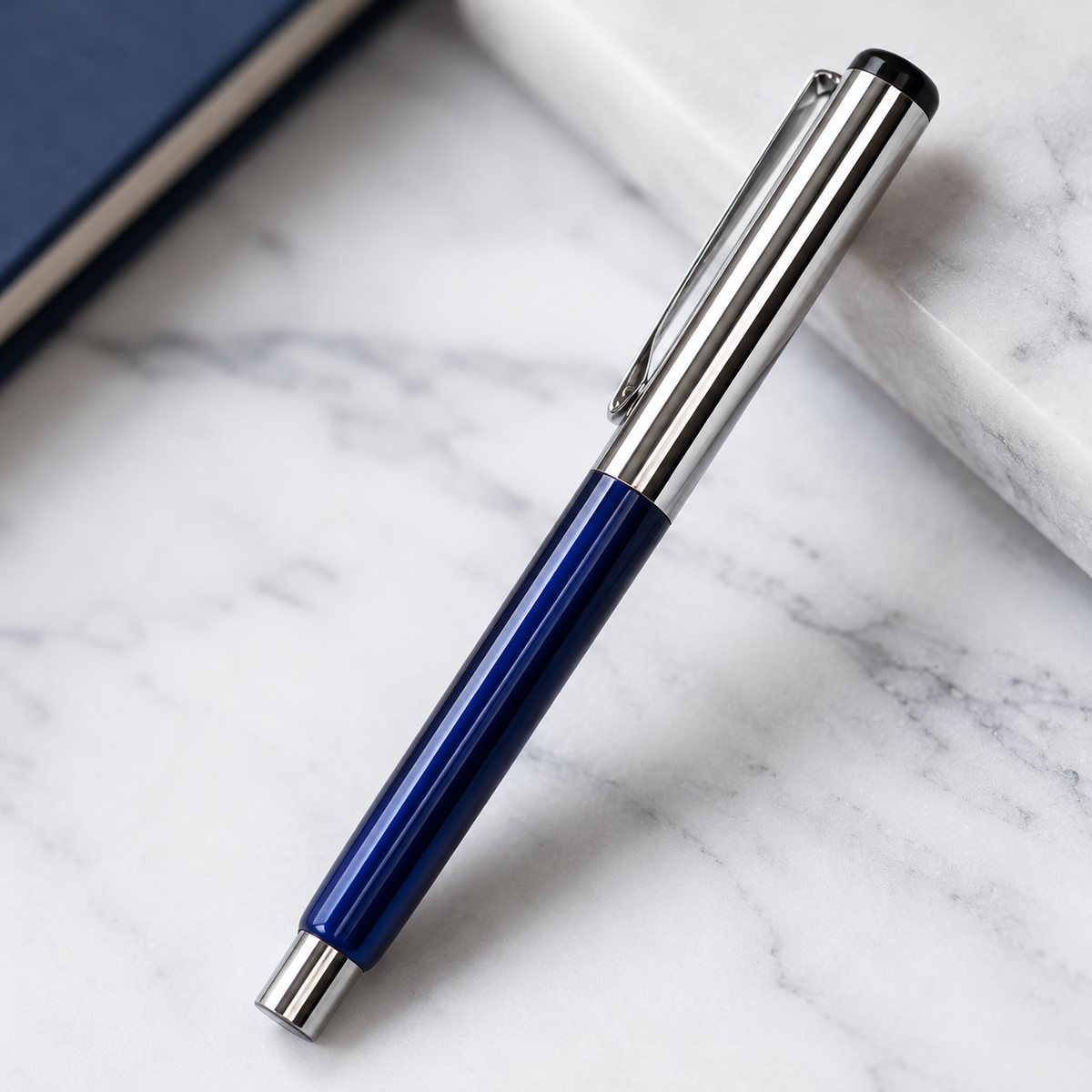 Glossy Blue Openable Ball Pen with Silver Cap – Black Ink product view 4