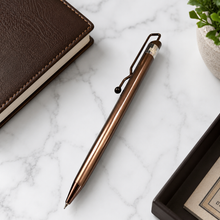 Ballpen Bazaar  Ballpen Bazaar Metallic Glossy Brown Ball Pen with Brown Designer Shape Clip | Click Mechanism | Blue Ink | 1 Pen with 1 Extra Blue Refill | Premium Metal Writing Pen with Name Engraving
