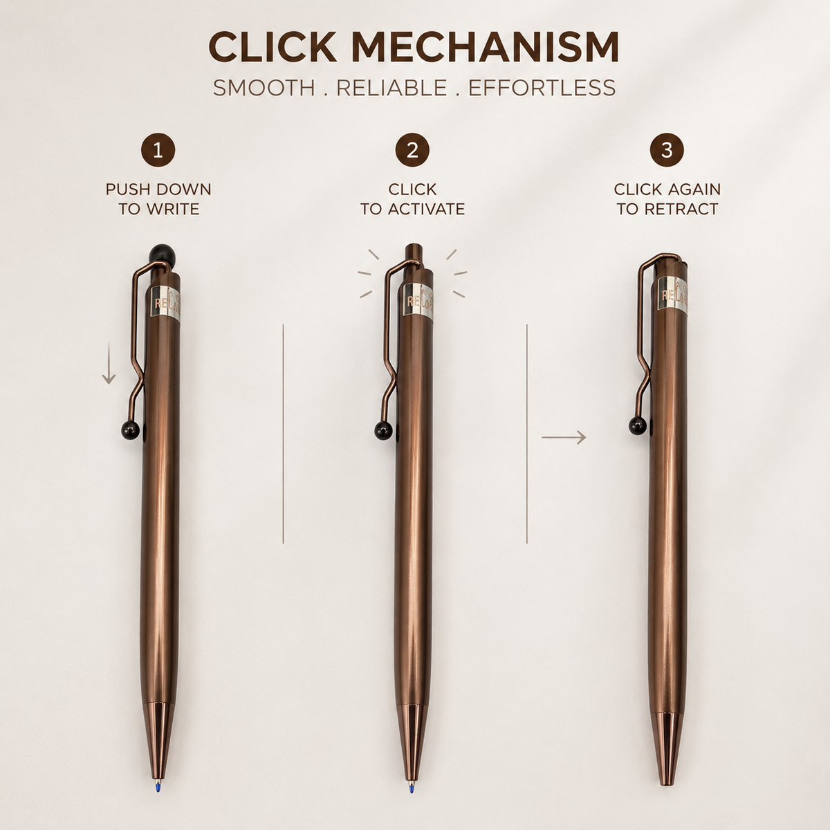 Ballpen Bazaar  Glossy Brown Ball Pen with Designer Brown Clip | Click | Blue Ink with Name Engraving