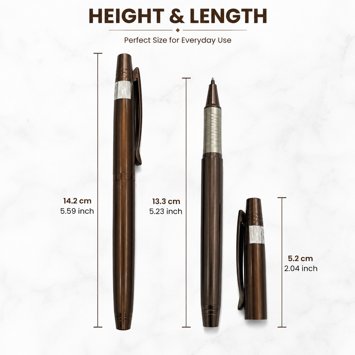 Ballpen Bazaar  Ballpen Bazaar Metallic Glossy Brown Ball Pen with Magnetic Brown Cap | Openable Mechanism | Blue Ink | Premium Metal Writing Pen | 1 Pen with 1 Extra Blue Refill | Single Piece with Name Engraving