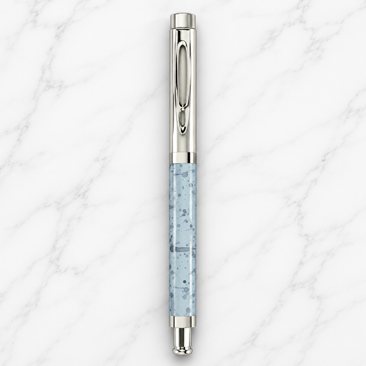 Ballpen Bazaar  Ballpen Bazaar Metallic Glossy Designer Blue Square Shape Ball Pen with Silver Cap | Openable Metal Pen | Blue Ink | 1 Pen with 1 Extra Refill with Name Engraving