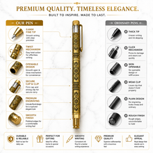 Ballpen Bazaar  Ballpen Bazaar Metallic Glossy Designer Gold Ball Pen with Designer Gold Cap & Gold Clip | Openable Mechanism | Blue Ink | 1 Pen + 1 Extra Refill with Name Engraving