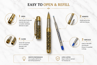 Ballpen Bazaar  Ballpen Bazaar Metallic Glossy Designer Gold Ball Pen with Gold Designer Cap | Openable Mechanism | Blue Ink | 1 Pen with 1 Extra Refill with Name Engraving