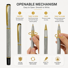 Ballpen Bazaar  Ballpen Bazaar Metallic Glossy Designer Silver Ball Pen with Gold Clip | Openable Cap | Blue Ink | Premium Metal Writing Pen | 1 Pen with 1 Extra Blue Refill with Name Engraving
