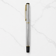 Ballpen Bazaar  Ballpen Bazaar Metallic Glossy Designer Silver Ball Pen with Silver Cap & Gold Clip | Openable Mechanism | Blue Ink | Premium Metal Pen | 1 Pen + 1 Extra Refill with Name Engraving