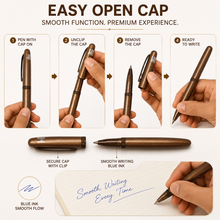 Ballpen Bazaar  Ballpen Bazaar Metallic Glossy Full Brown Ball Pen with Brown Cap & Dark Brown Clip | Openable Mechanism | Blue Ink | 1 Pen with 1 Extra Refill with Name Engraving