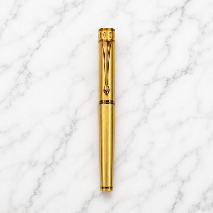 Ballpen Bazaar  Ballpen Bazaar Metallic Glossy Full Gold Ball Pen with Brown Designer Cap | Openable Metal Ball Pen | Blue Ink | 1 Pen with 1 Extra Blue Refill with Name Engraving