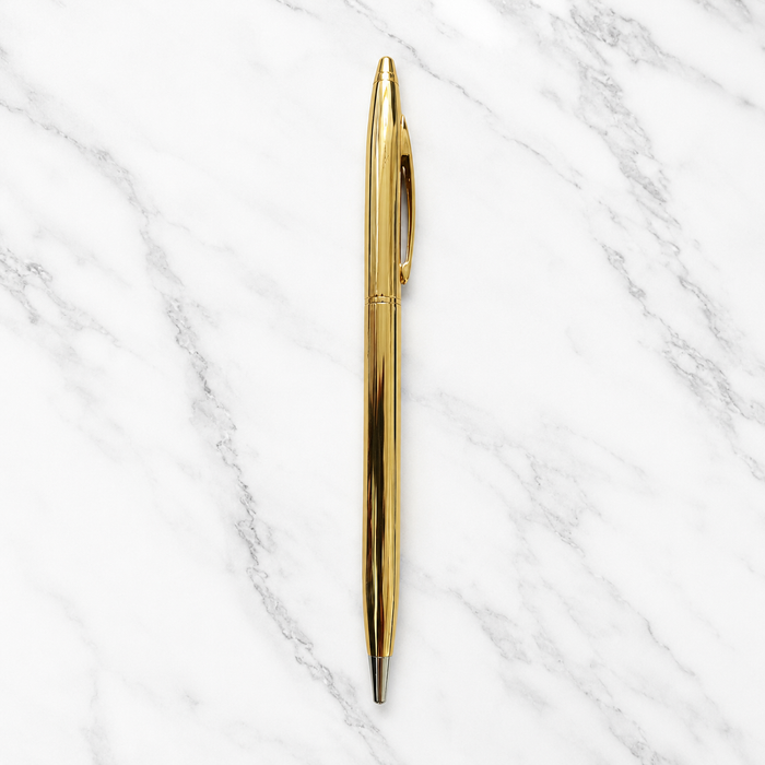 Ballpen Bazaar  Ballpen Bazaar Metallic Glossy Full Gold Colour Twist Ball Pen with Gold Clip | Premium Metal Body | Blue Ink | 1 Pen with 1 Extra Blue Refill with Name Engraving