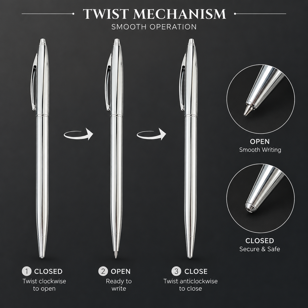Ballpen Bazaar  Ballpen Bazaar Metallic Glossy Full Silver Colour Body Ball Pen with Silver Clip | Twist Mechanism | Blue Ink | Premium Metal Pen | 1 Pen with 1 Refill and 1 Free Cross Type Blue Ink Refill with Name Engraving