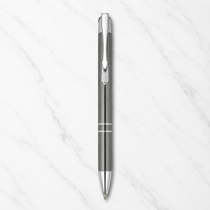 Ballpen Bazaar  Ballpen Bazaar Metallic Glossy Blue & Gray Click Mechanism Ball Pen Set of 2 with 2 Extra Blue Refills | Silver Clip Premium Metal Pens with Name Engraving