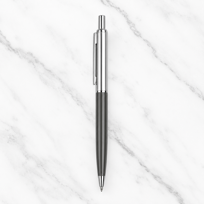 Ballpen Bazaar  Ballpen Bazaar Metallic Glossy Gray & Silver Dual Colour Ball Pen with Silver Clip | Click Mechanism | Blue Ink | Premium Metal Pen | 1 Pen with 1 Extra Refill with Name Engraving