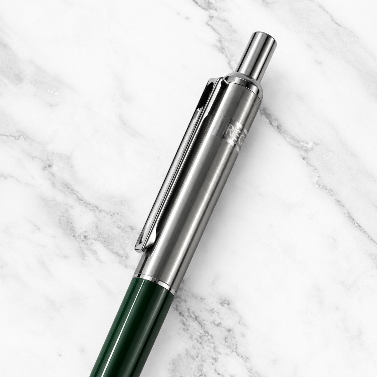 Ballpen Bazaar  Ballpen Bazaar Metallic Glossy Green & Silver Dual Colour Ball Pen with Silver Clip | Click Mechanism | Blue Ink | Premium Metal Pen | 1 Pen with 1 Extra Refill with Name Engraving
