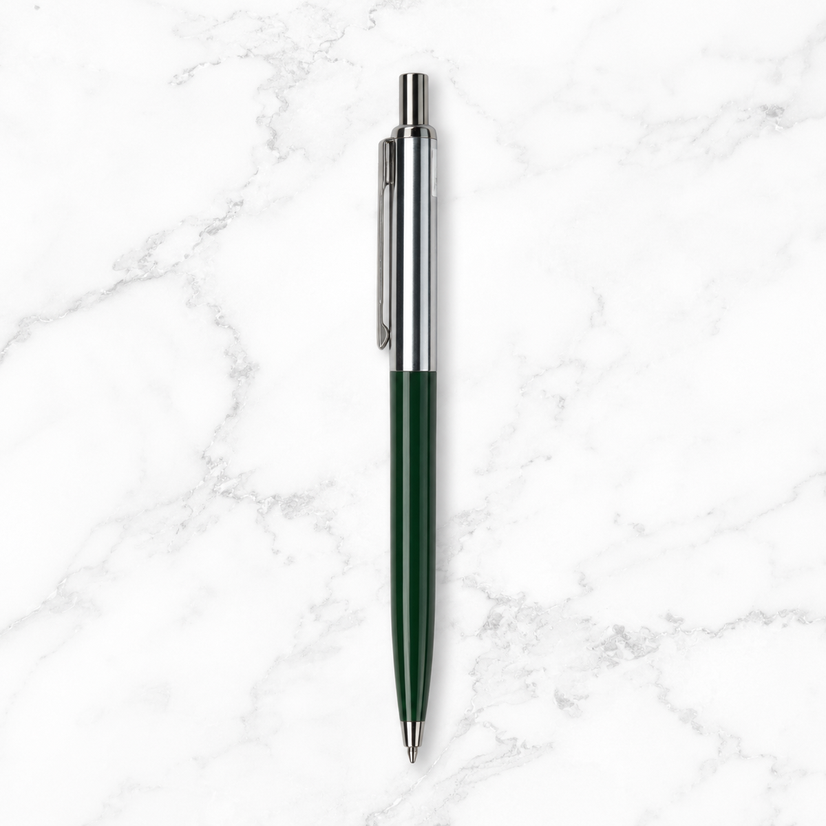 Ballpen Bazaar  Ballpen Bazaar Metallic Glossy Green & Silver Dual Colour Ball Pen with Silver Clip | Click Mechanism | Blue Ink | Premium Metal Pen | 1 Pen with 1 Extra Refill with Name Engraving