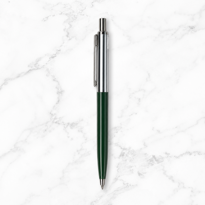 Ballpen Bazaar  Ballpen Bazaar Metallic Glossy Green & Silver Dual Colour Ball Pen with Silver Clip | Click Mechanism | Blue Ink | Premium Metal Pen | 1 Pen with 1 Extra Refill with Name Engraving