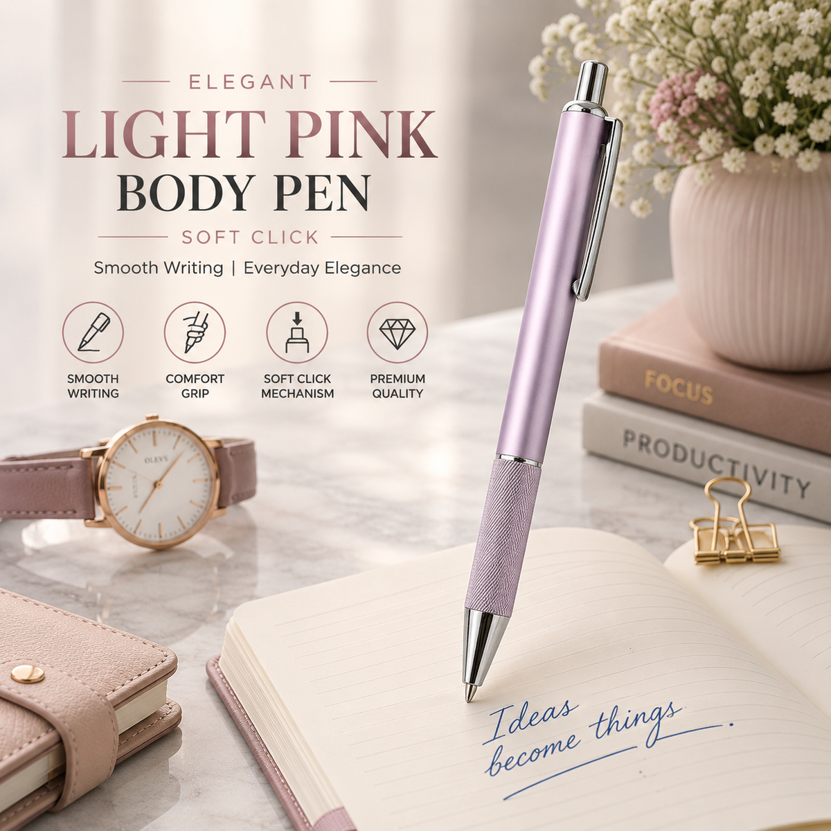 Ballpen Bazaar  Ballpen Bazaar Metallic Glossy Purple Ball Pen with Silver Clip Click Mechanism Blue Ink 1 Pen + 1 Extra Refill with Name Engraving