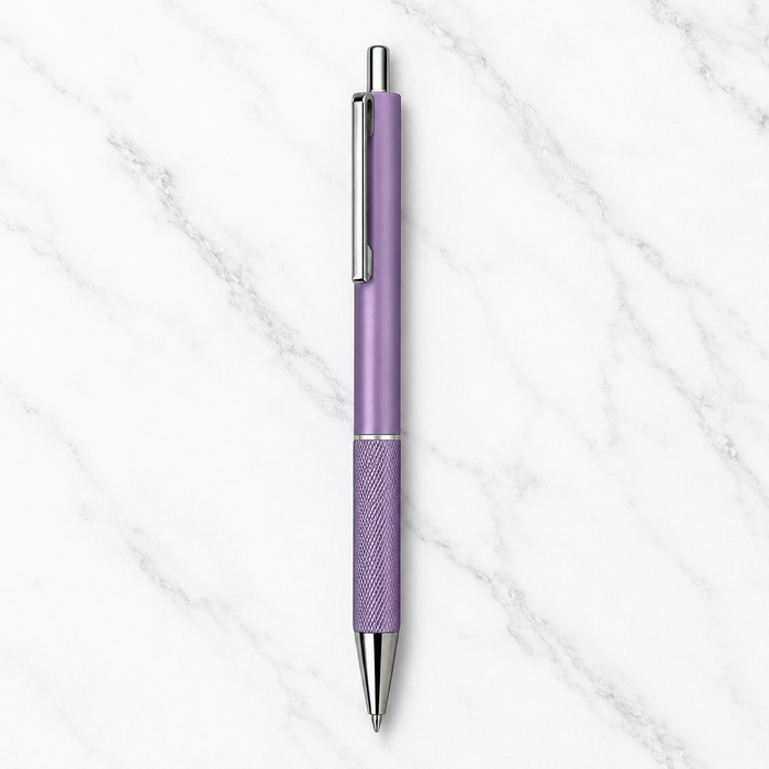 Ballpen Bazaar  Ballpen Bazaar Metallic Glossy Purple Ball Pen with Silver Clip Click Mechanism Blue Ink | 1 Pen with 1 Extra Refill with Name Engraving