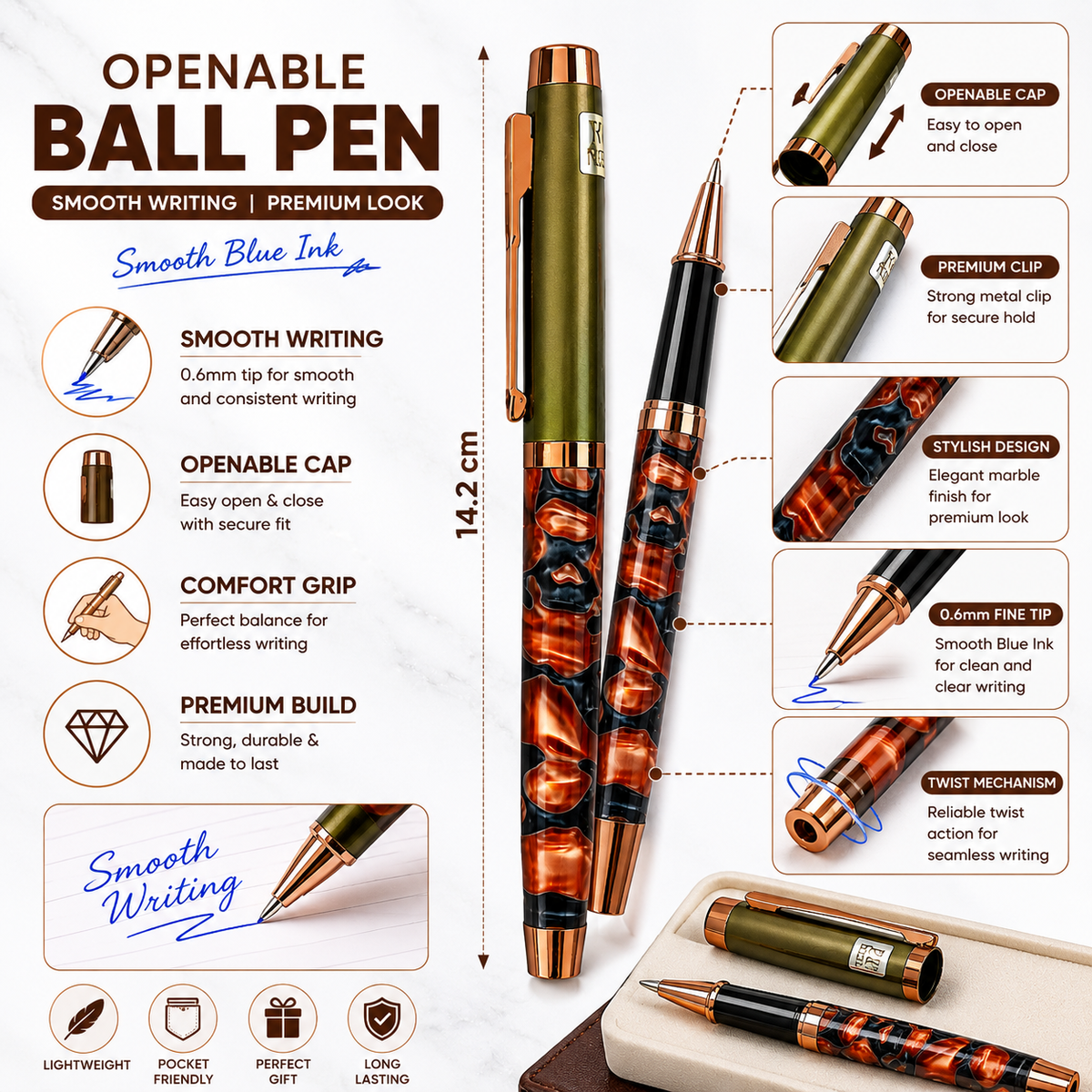 Ballpen Bazaar  Ballpen Bazaar Metallic Glossy Red Designer Ball Pen with Gunmetal Cap | Openable Metal Ball Pen | Blue Ink | 1 Pen + 1 Extra Refill with Name Engraving