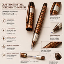Ballpen Bazaar  Ballpen Bazaar Metallic Glossy Rose Gold Ball Pen with Brown Rectangle Design & Rose Gold Designer Cap | Openable Mechanism | Blue Ink | 1 Pen + 1 Extra Refill with Name Engraving