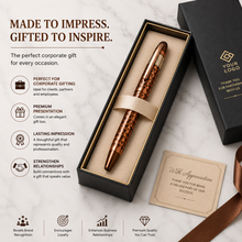 Ballpen Bazaar  Ballpen Bazaar Metallic Glossy Rose Gold Ball Pen with Brown Rectangle Design & Rose Gold Designer Cap | Openable Mechanism | Blue Ink | 1 Pen + 1 Extra Refill with Name Engraving