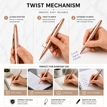 Ballpen Bazaar  Ballpen Bazaar Metallic Glossy Rose Gold Ball Pen with Rose Gold Clip | Twist Mechanism | Black Ink | Premium Metal Pen | 1 Pen with 1 Extra Refill with Name Engraving