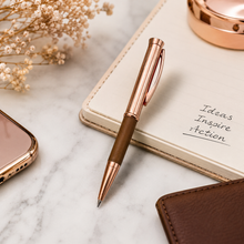 Ballpen Bazaar  Ballpen Bazaar Metallic Glossy Rose Gold Mini Ball Pen with Copper Clip | Twist Mechanism | Blue Ink | 1 Pen with 1 Extra Refill with Name Engraving
