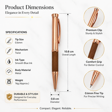 Ballpen Bazaar  Ballpen Bazaar Metallic Glossy Rose Gold Mini Ball Pen with Copper Clip | Twist Mechanism | Blue Ink | 1 Pen with 1 Extra Refill with Name Engraving