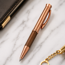 Ballpen Bazaar  Ballpen Bazaar Metallic Glossy Rose Gold Mini Ball Pen with Copper Clip | Twist Mechanism | Blue Ink | 1 Pen with 1 Extra Refill with Name Engraving